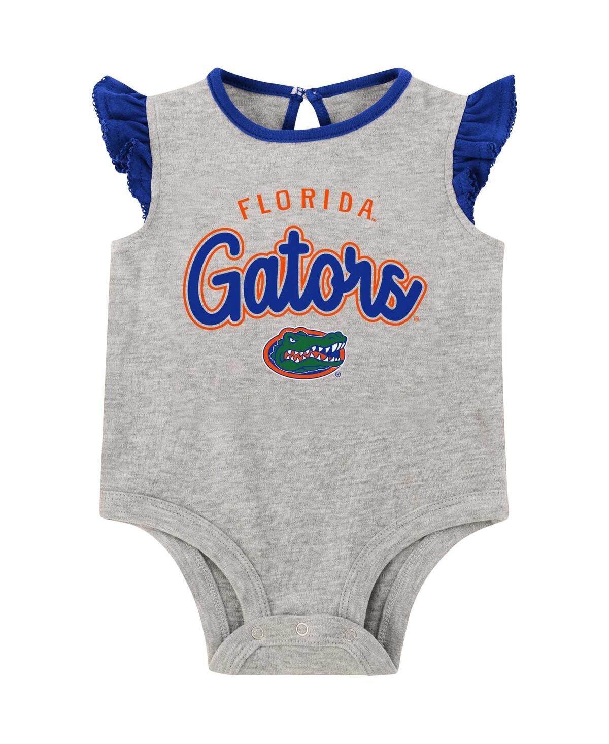 Girls NewbornFlorida Gators All Dolled Up Bodysuit, Skirt and Bootie Set - Heather Gray