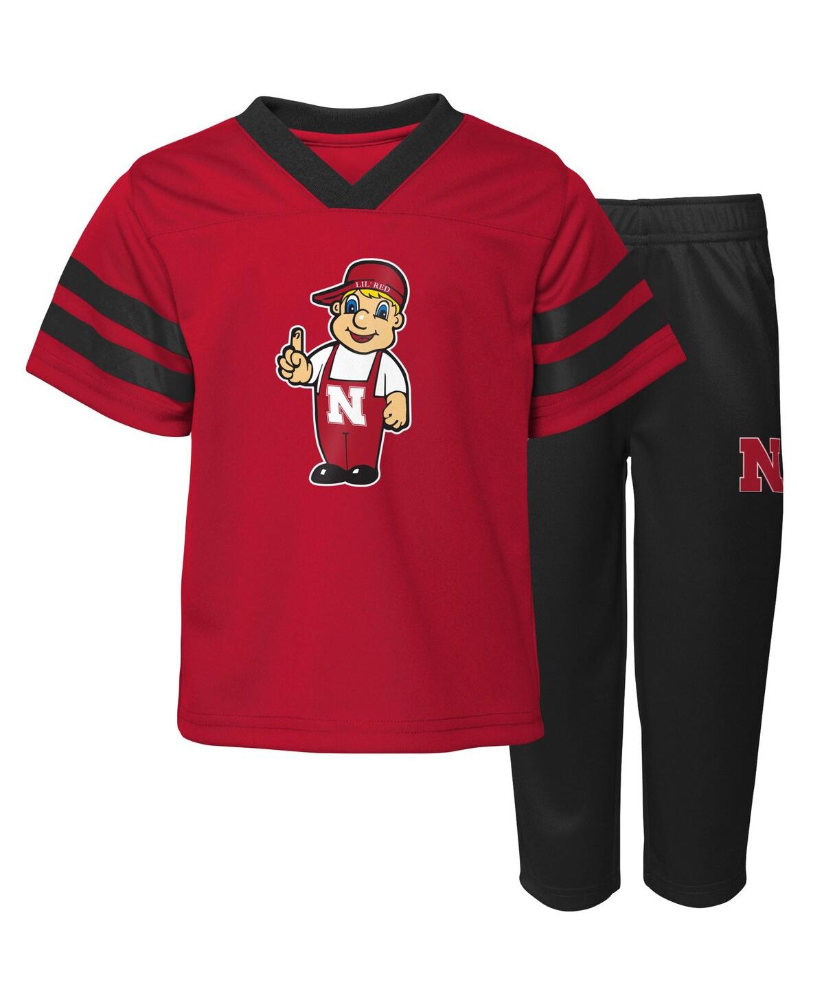 Outerstuff Babies' Toddler Boys And Girls Scarlet Nebraska Huskers Two-piece Red Zone Jersey And Pants Set