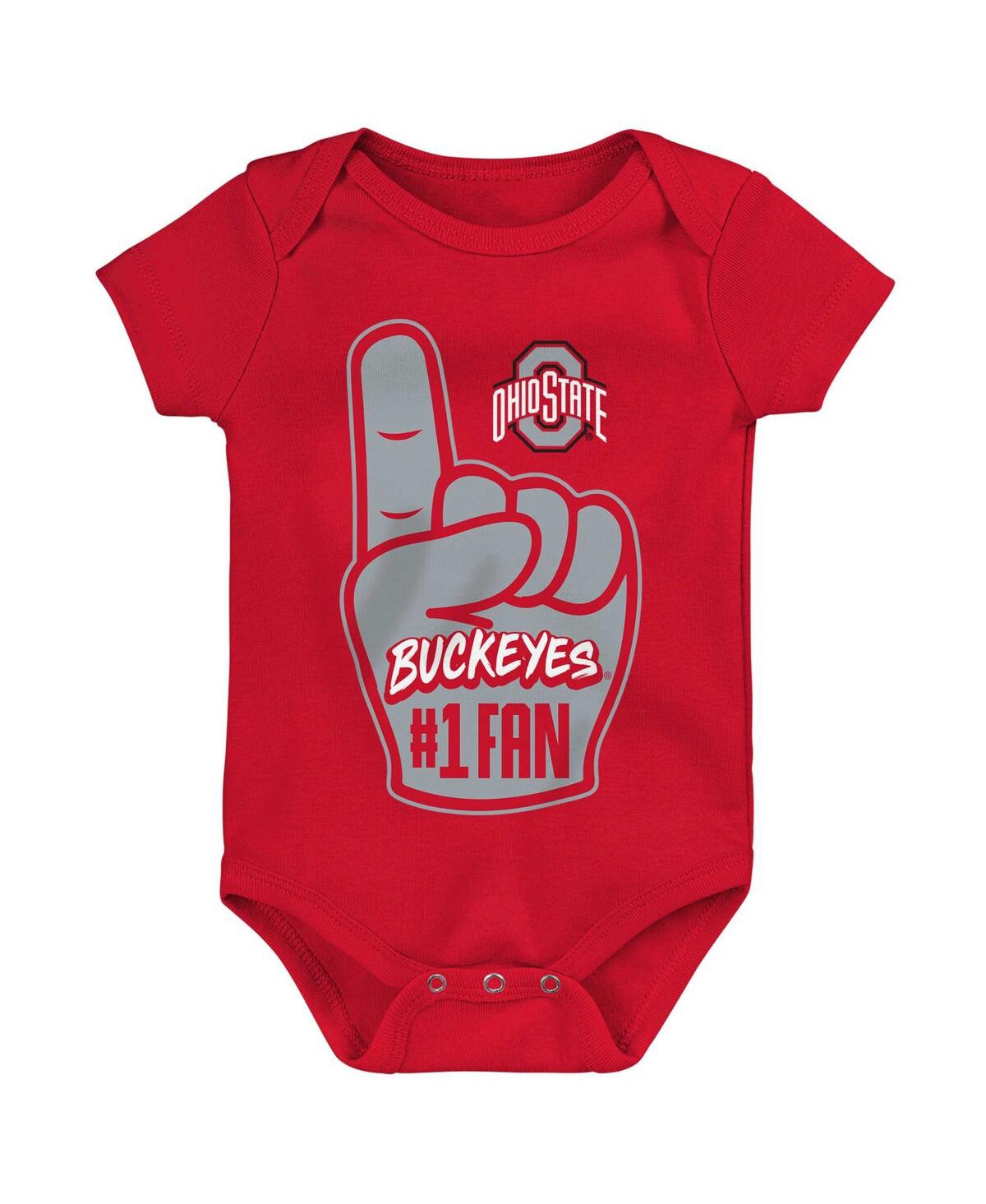 Outerstuff Babies' Newborn And Infant Boys And Girls Scarlet Ohio State Buckeyes #1 Fan Foam Finger Bodysuit