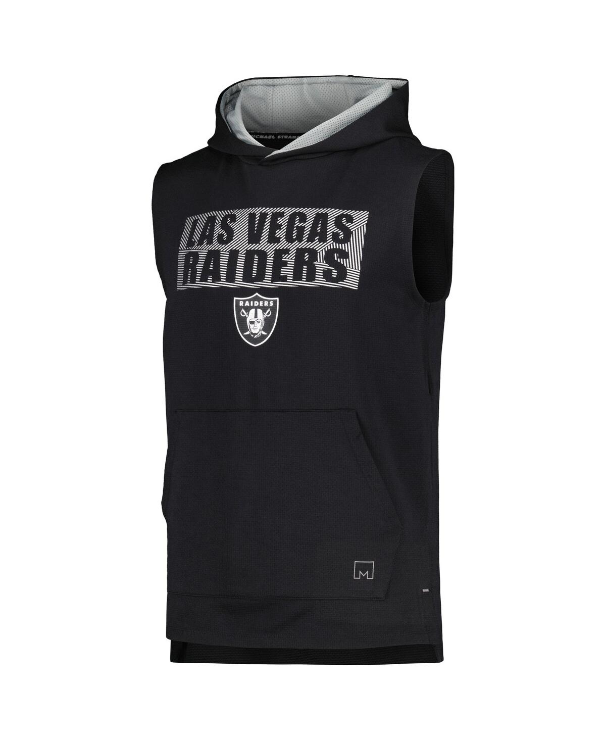 Shop Msx By Michael Strahan Men's  Black Las Vegas Raiders Marathon Sleeveless Pullover Hoodie