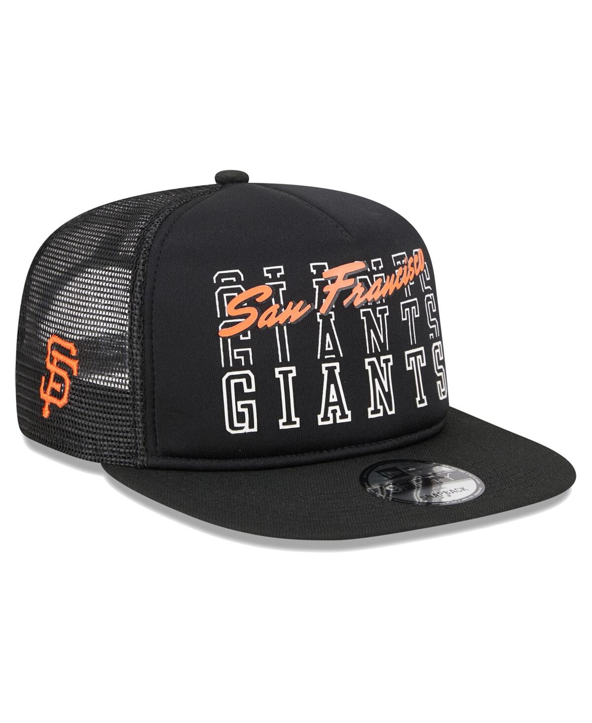 Shop New Era Men's  Black San Francisco Giants Street Team A-frame Trucker 9fifty Snapback Hat