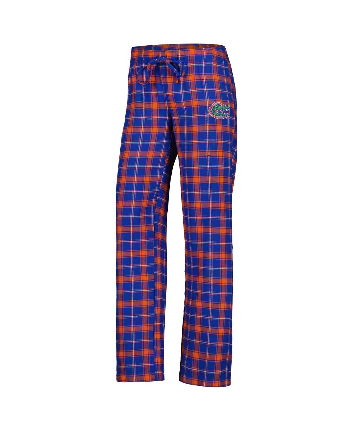 Concepts Sport Women's  Royal And Orange Florida Gators Badge T-shirt And Flannel Pants Sleep Set In Royal,orange