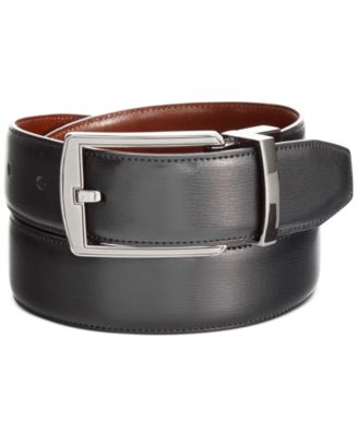 Perry Ellis Portfolio Men's Reversible Feather Stitch-Edge Belt - Macy's