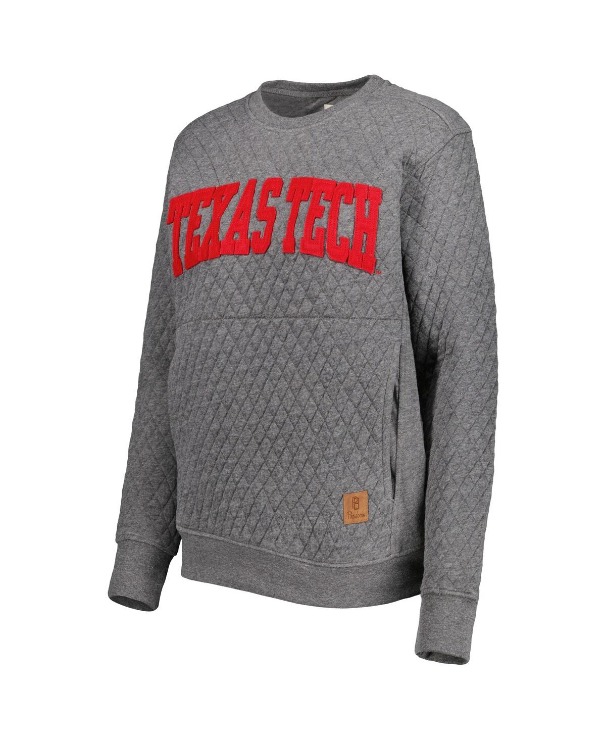 PRESSBOX WOMEN'S PRESSBOX HEATHER CHARCOAL TEXAS TECH RED RAIDERS MOOSE QUILTED PULLOVER SWEATSHIRT 