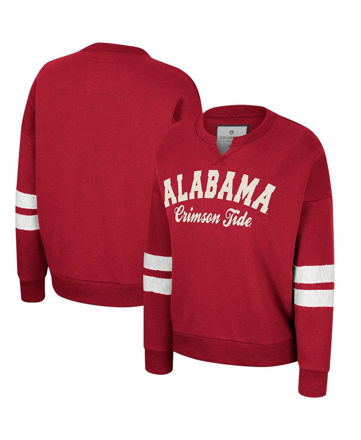 Women's Colosseum Crimson Distressed Alabama Crimson Tide Perfect DateÂ Notch Neck Pullover Sweatshirt - Crimson