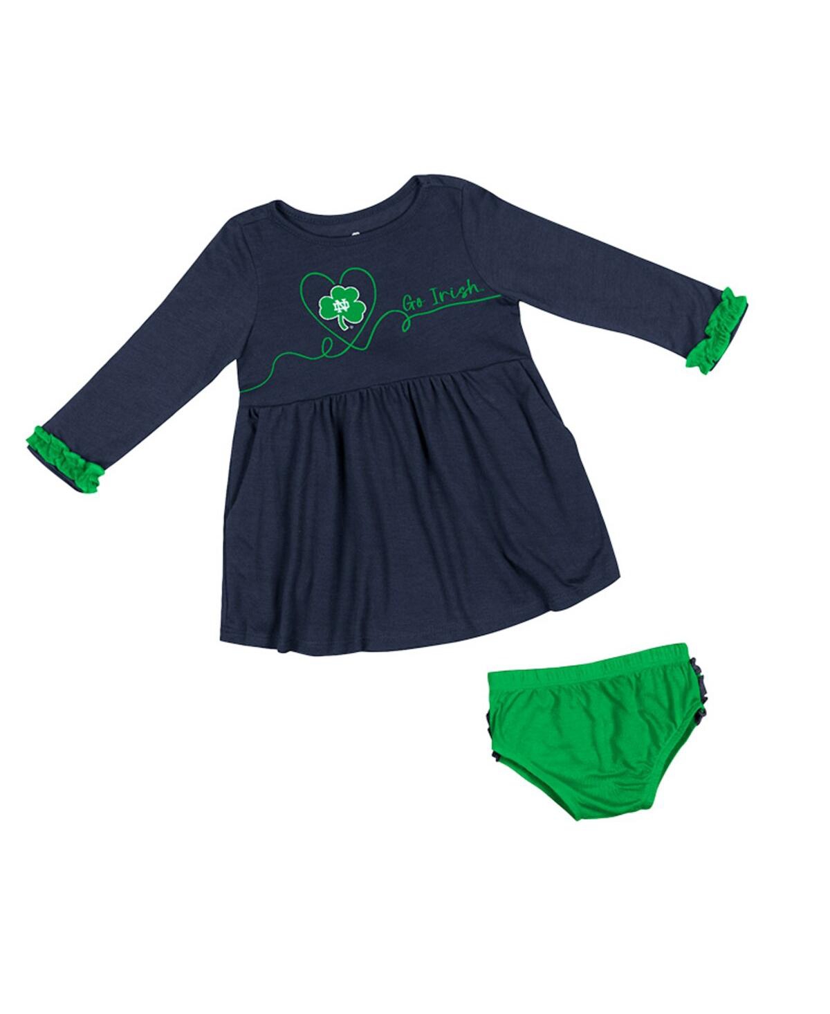 COLOSSEUM GIRLS INFANT COLOSSEUM NAVY NOTRE DAME FIGHTING IRISH MISS MULLINS LONG SLEEVE DRESS AND BLOOMERS SE