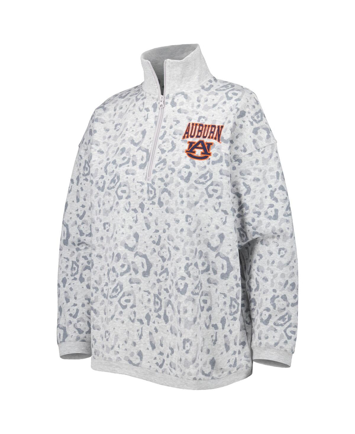 Gameday Couture Heather Gray Auburn Tigers Leopard Quarter-zip Sweatshirt In Heather Gray