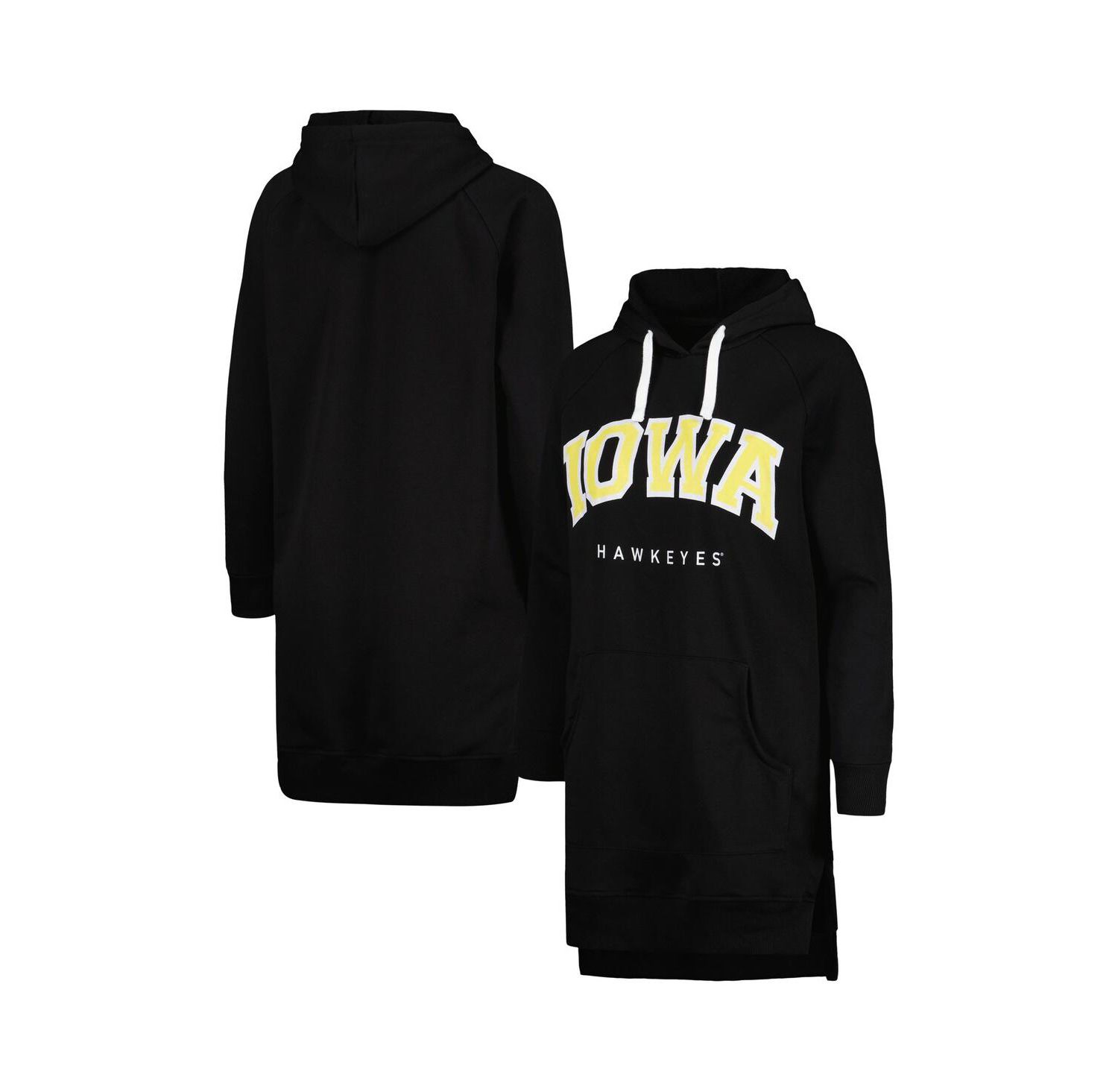 Women's Black Iowa Hawkeyes Take a Knee Raglan Hooded Sweatshirt Dress
