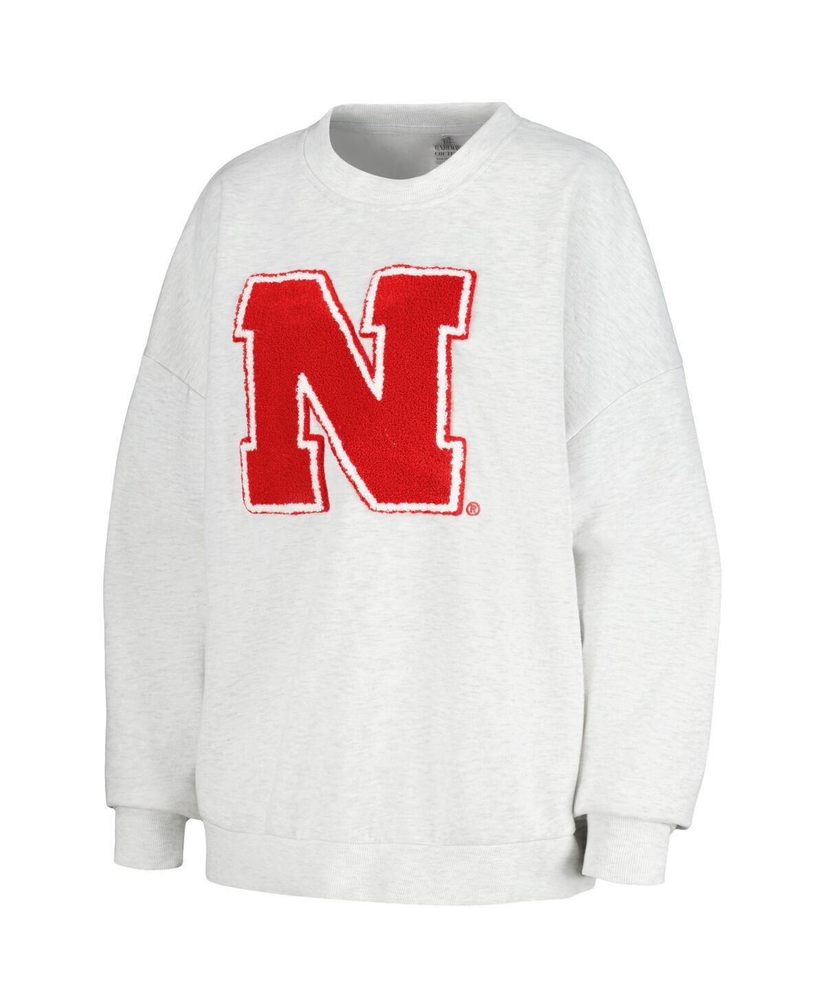 GAMEDAY COUTURE WOMEN'S GAMEDAY COUTURE ASH NEBRASKA HUSKERS TEAM EFFORT PULLOVER SWEATSHIRT AND SHORTS SLEEP SET 