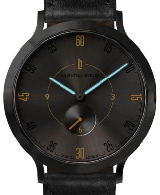 Lilienthal Berlin Men's Lilienthal 1 Fire Black Leather Watch 42mm