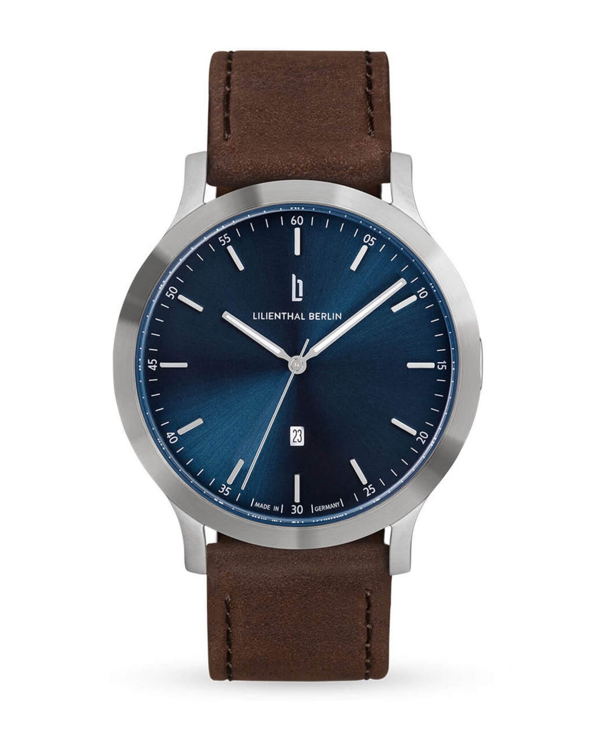 Unisex Huxley Silver Blue Brown Leather Watch 40mm - Brown