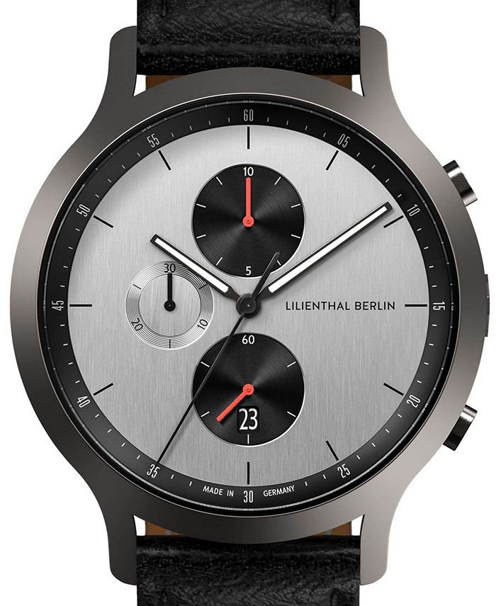 Lilienthal Berlin Men's Curcuit Chronograph Black Leather Watch 42mm
