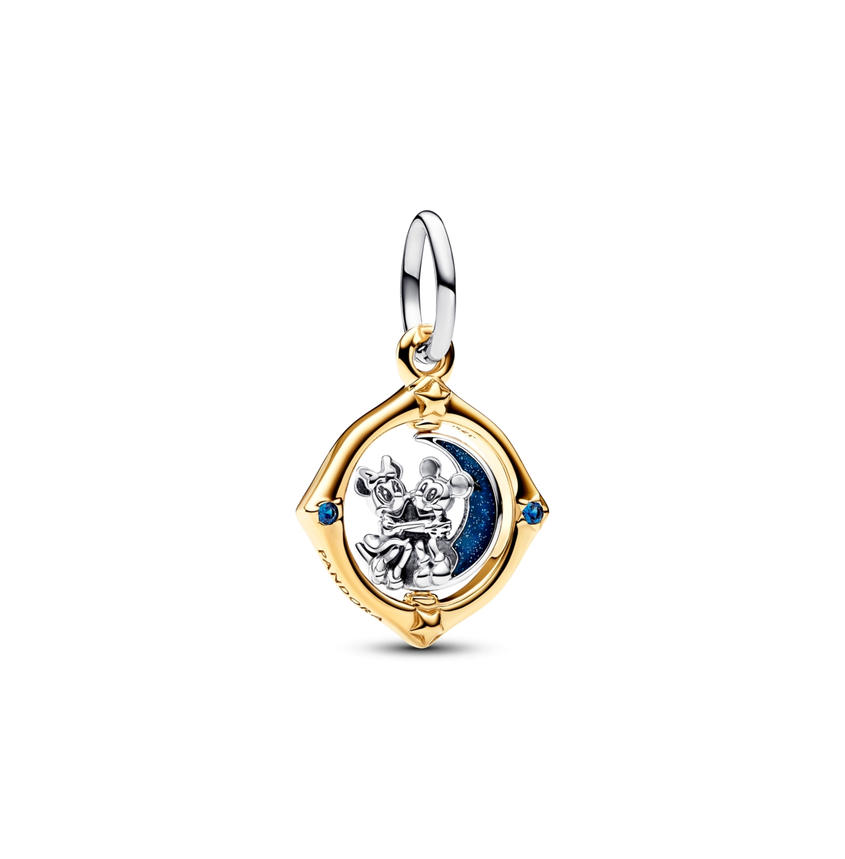 Disney Mickey Mouse Minnie Mouse Two-Tone Spinning Moon Dangle Charm - Blue