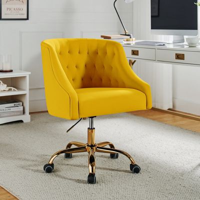   Standard   Velvet, Gold Metal   Stylish, Compact Desk Chair