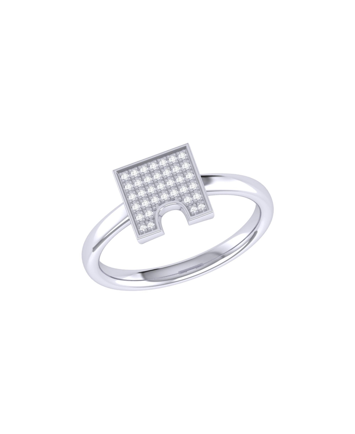 City Arches Square Design Sterling Silver Diamond Women Ring - White