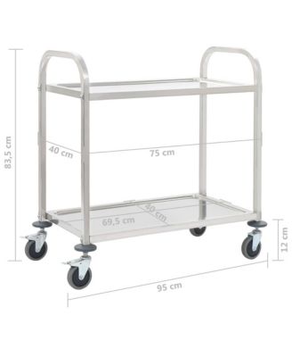 2-Tier Kitchen Trolley 37.4"x17.7"x32.9" Stainless Steel