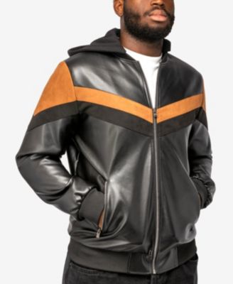 Мужская куртка с капюшоном из блестящего полиуретана и искусственной замши X-Ray X-Ray с подкладкой из искусственной овечьей шерсти 17690₽