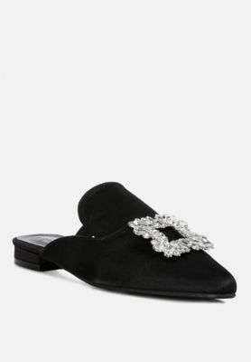 PERRINE Womens Diamante Brooch Slip On Mules