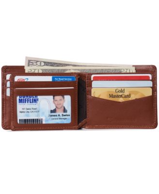 Альпийский Швейцарский мужской кожаный бумажник с защитой от RFID Alpine Swiss Center Flip Commuter Bifold 2 ID 8990₽