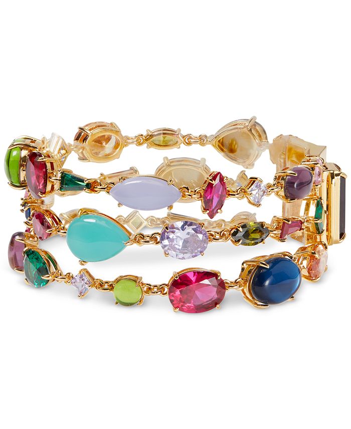 kate spade new york Gold Tone Multicolor Crystal Triple Row