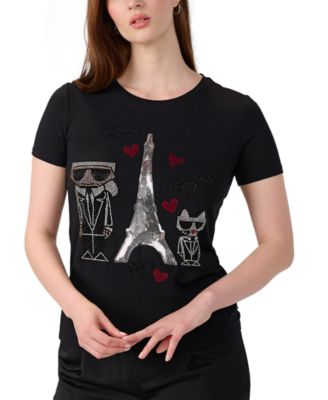 KARL LAGERFELD PARIS - Women's Karl Sequin Eiffel T-Shirt