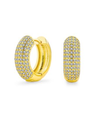 Bling Jewelry Cubic Zirconia Micro Pave Cz Slender Huggie Hoop Earrings Yellow Gold Plated - Gold-tone 24$