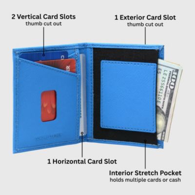 Men's Men RFID Leather Wallet Slim Front Pocket Wallet Business Card Case