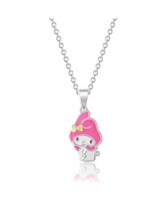 Sanrio Hello Kitty Brass Silver Plated and Clear Crystal My Melody Pendant - 18'' Chain, Officially Licensed Authentic - Pink