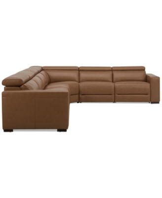 Nevio 157" 6-Pc. Leather Sectional with 3 Power Recliners and Headrests, Created For Macy's