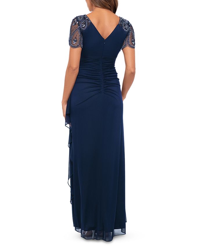 XSCAPE Women's Bead Embellished Short-Sleeve Gown - Macy's