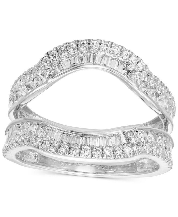Round & Baguette Diamond Ring Insert in 14k White Gold