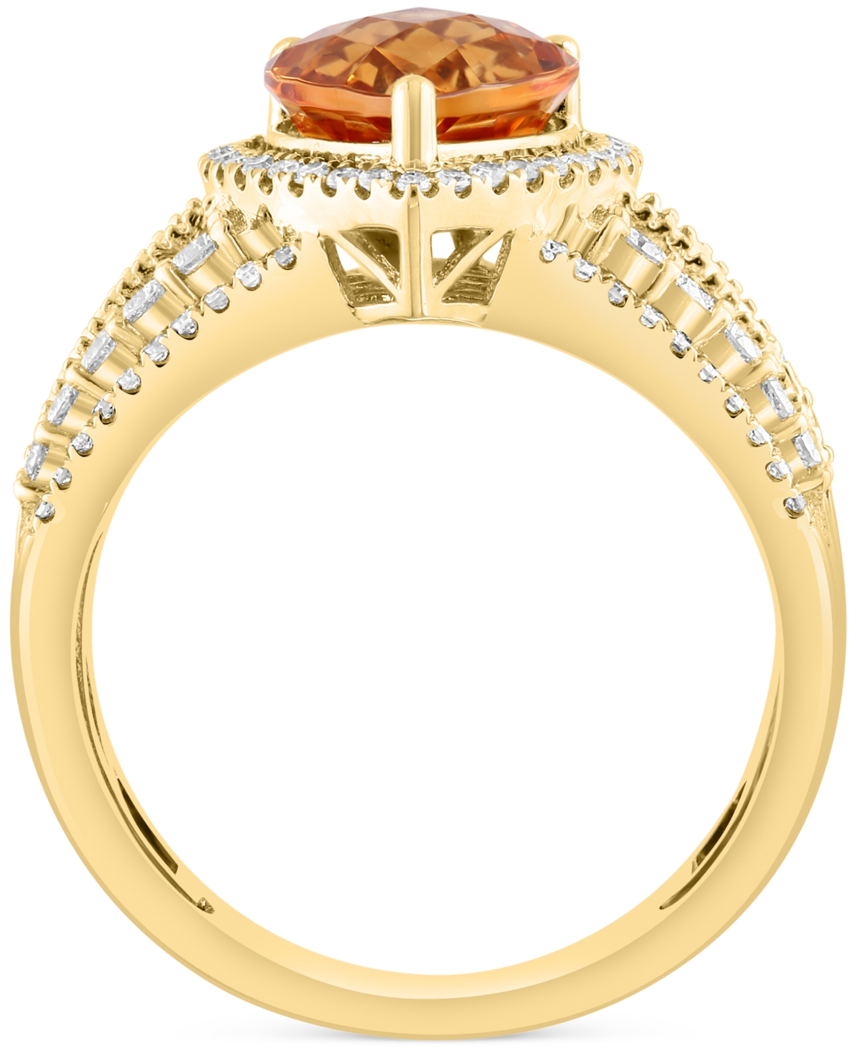 Shop Effy Collection Effy Citrine (3 Ct. T.w.) & Diamond (5/8 Ct. T.w.) Statement Ring In 14k Gold