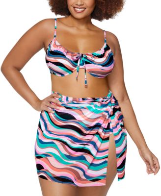 Raisins Curve Trendy Plus Size Collina Bra Bikini Top Isla Pareo In Multicolor