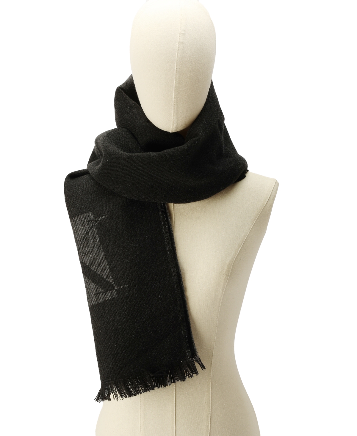 Shop Calvin Klein Men's Inverse Ck Logo Yarn Dye Scarf In Black Medium Grey