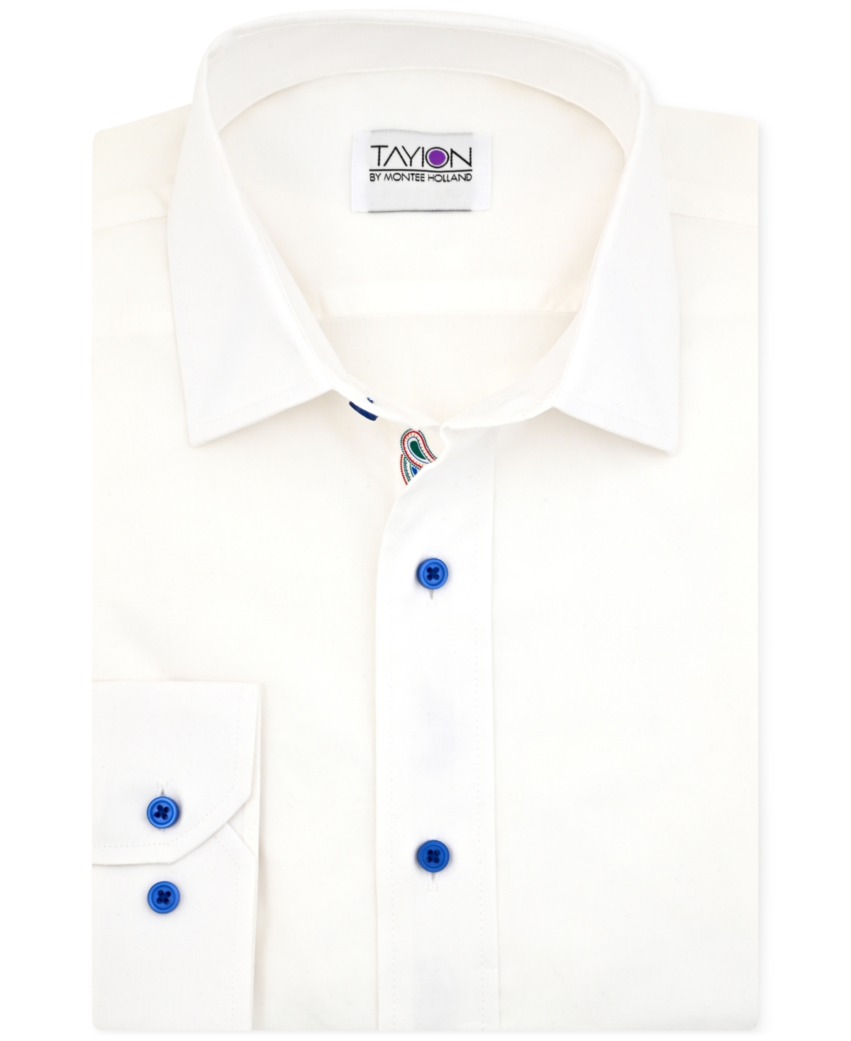 Tayion Collection Men's Slim-fit Stripe-placket Dress Shirt In Bright White