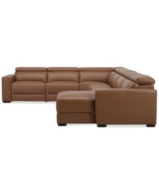 Nevio 157" 6-Pc. Leather Sectional with 3 Power Recliners, Headrests and Chaise, Created For Macy's