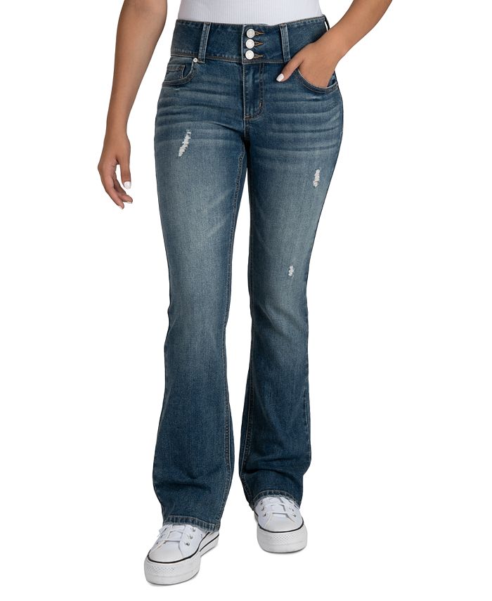 Indigo Rein Juniors' Mid-Rise Three-Button Bootcut Jeans - Macy's