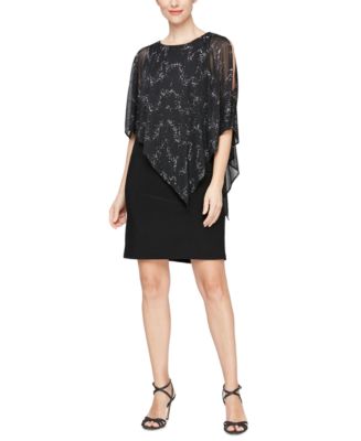 S.L. Fashions Women's Mother Of The Bride Dress - Short Sheath With Asymmetric Cape