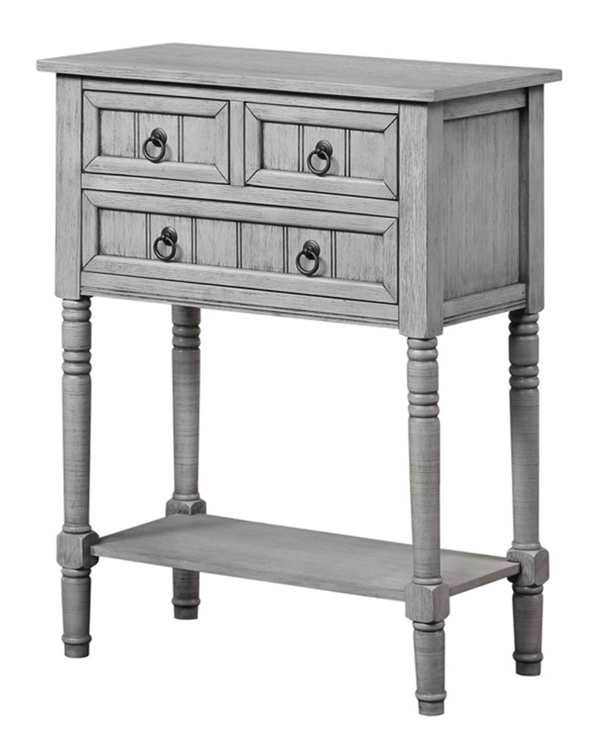 Convenience Concepts 23.75" Mdf Kendra 3 Drawer Hall Table With Shelf In Wirebrush Light Gray