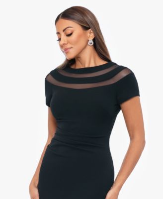 【BohemSeo】 IlLUSION MINI DRESS XSCAPE Petite Illusion-Detail Short-Sleeve Dress - Macy's