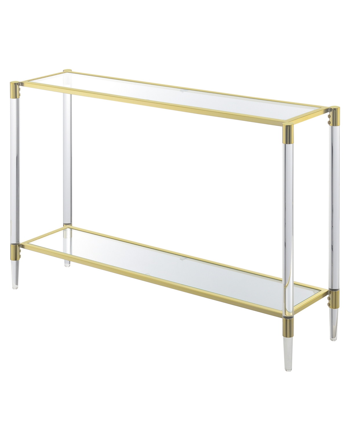 Convenience Concepts 44.25" Glass Royal Crest 2 Tier Acrylic Console Table In Gold,glass
