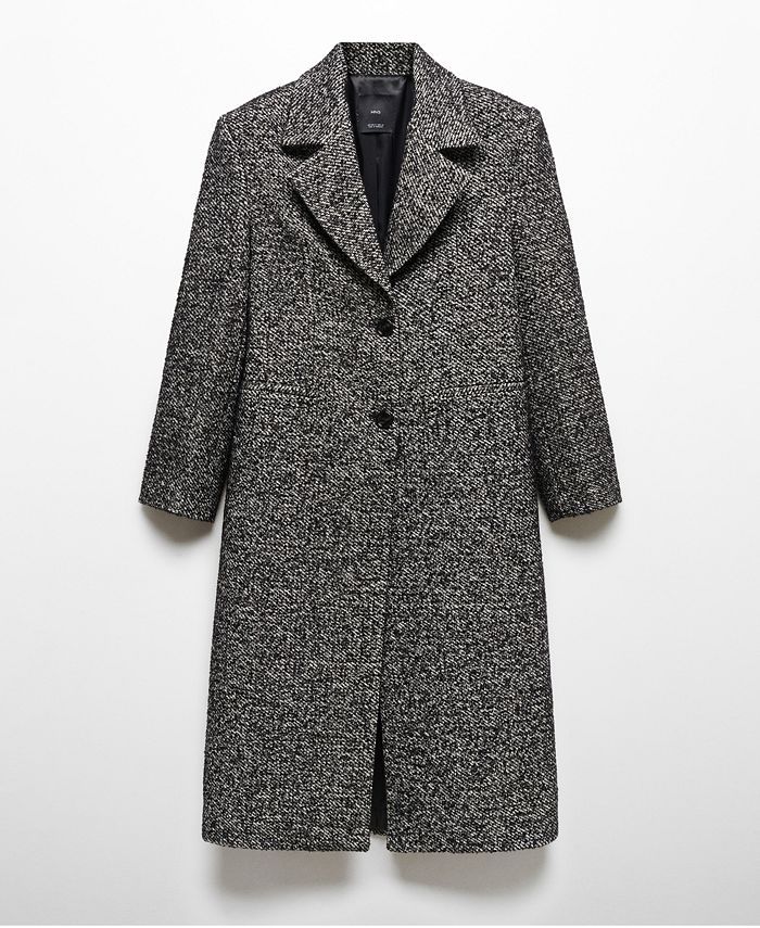 MANGO Women's Lapel Collar Long Coat Macy's
