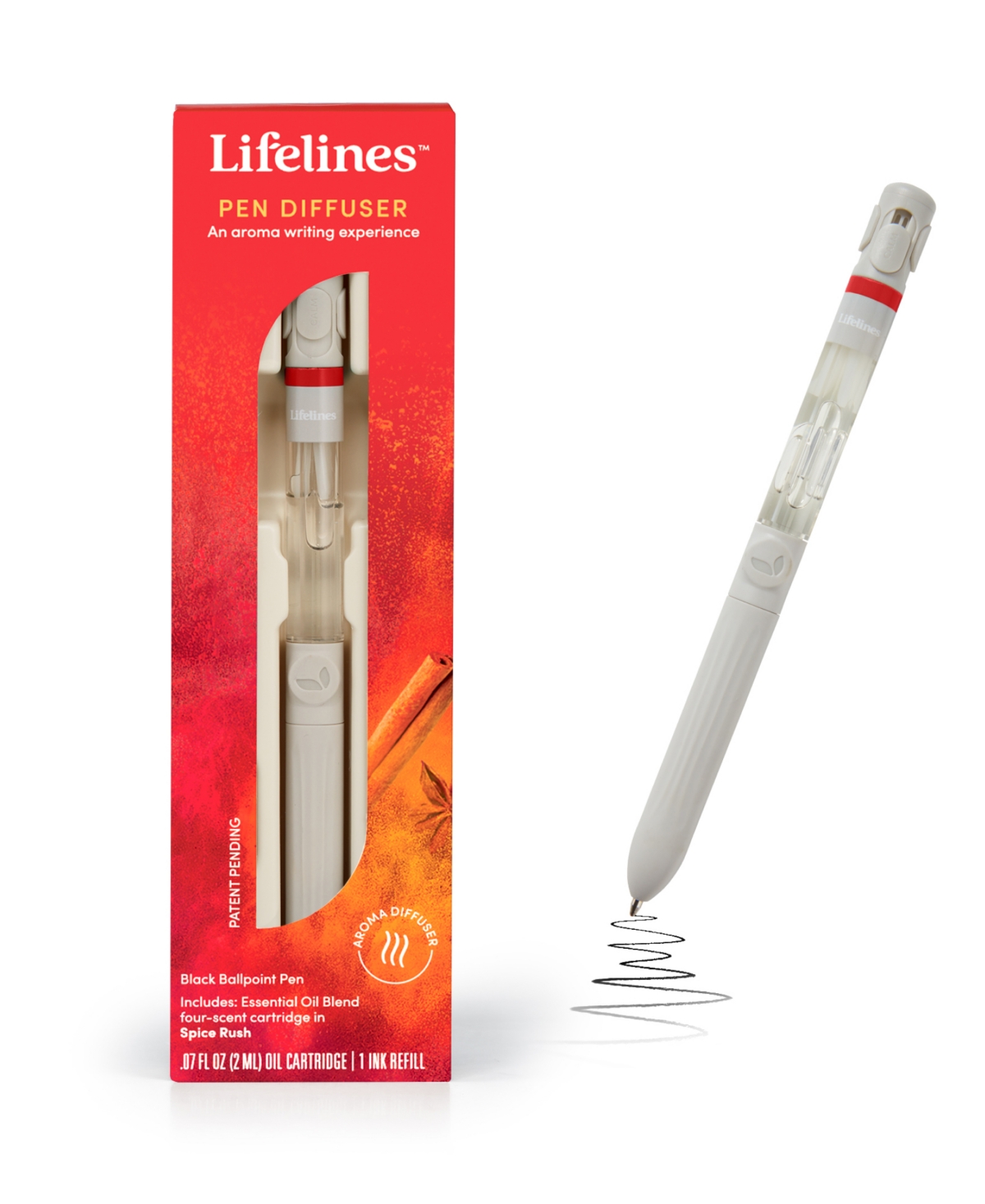Lifelines Pen Diffuser With 4 Scent Cartridge In Spice Rush In Red