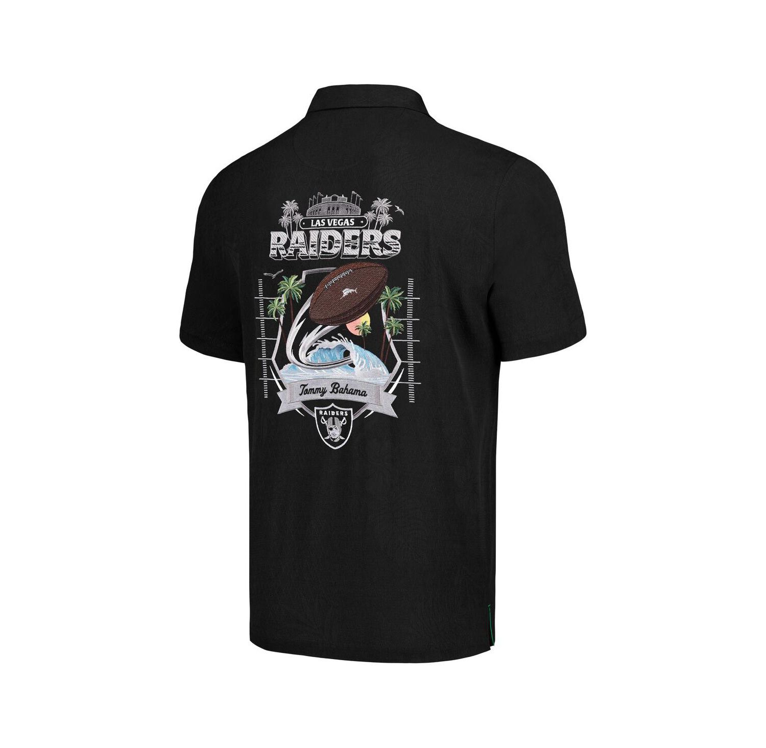 Men's Black Las Vegas Raiders Tidal Kickoff Camp Button-Up Shirt