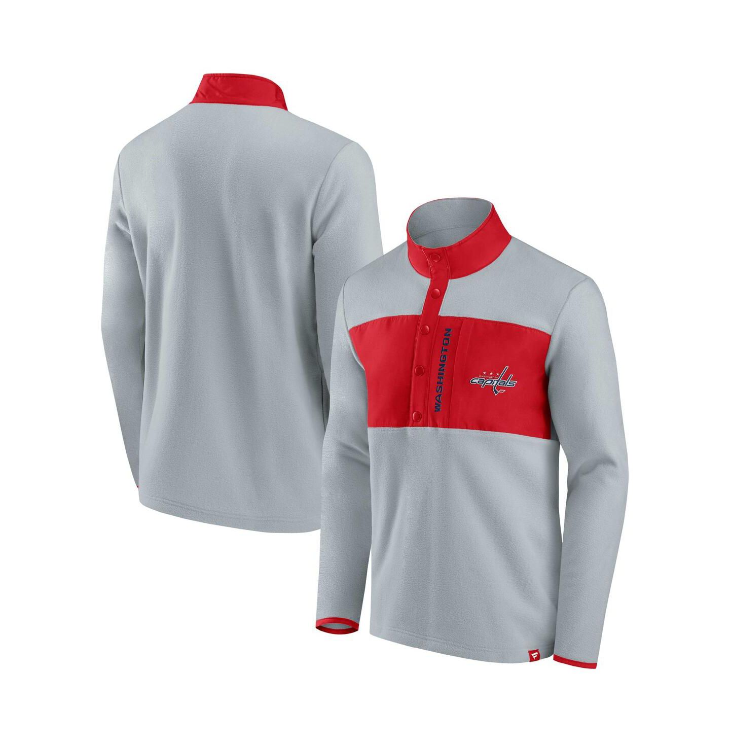 Мужская куртка Fanatics Gray, Red Washington Capitals Omni Polar Fleece Quarter-Snap — фото 1