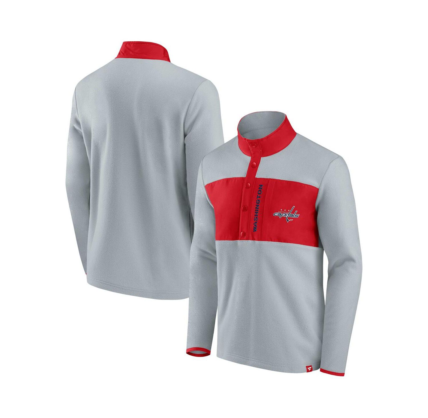 Men's Gray, Red Washington Capitals Omni Polar Fleece Quarter-Snap Jacket