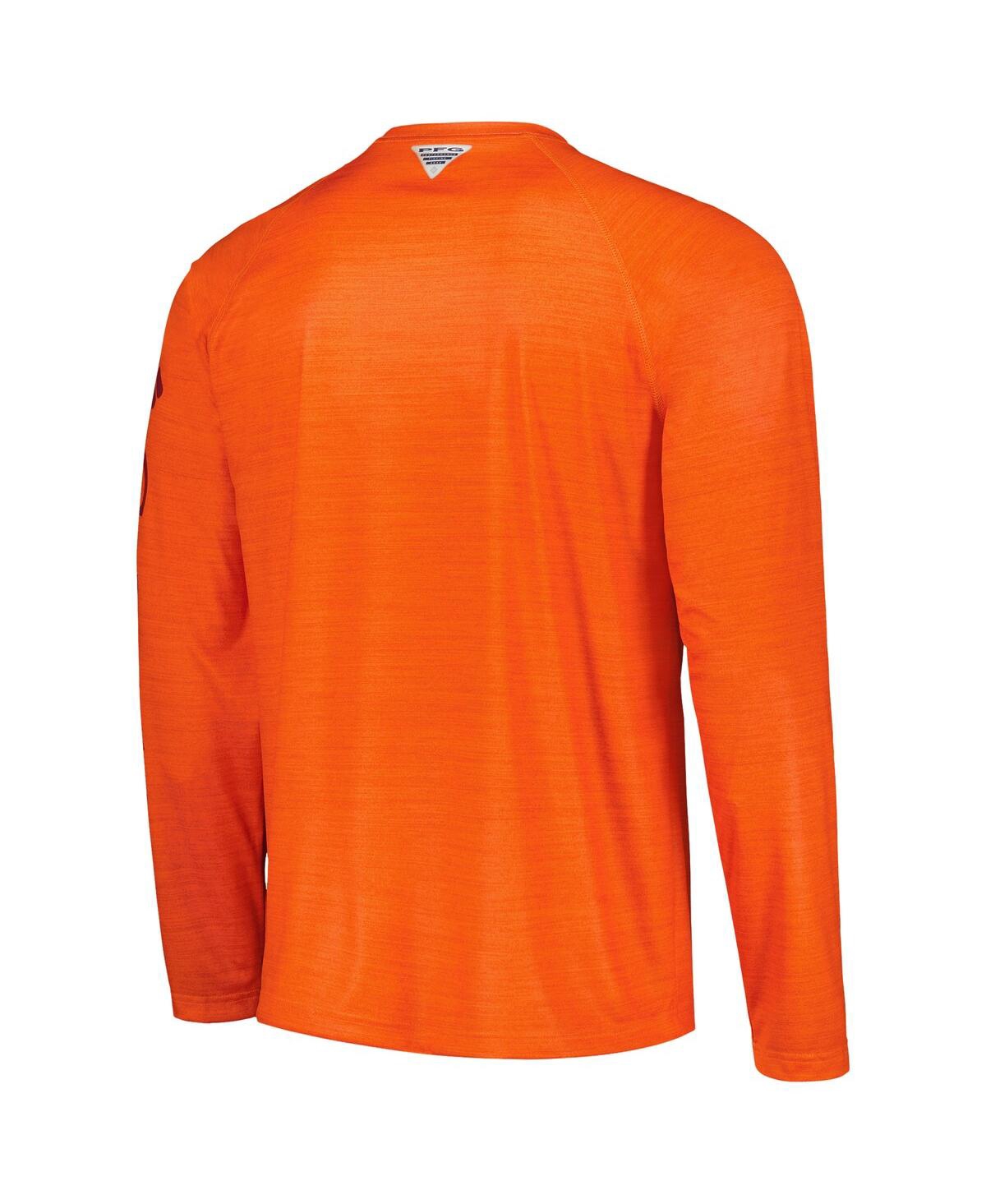 Shop Columbia Men's  Orange Virginia Tech Hokies Pfg Terminal Tackle Omni-shade Raglan Long Sleeve T-shirt