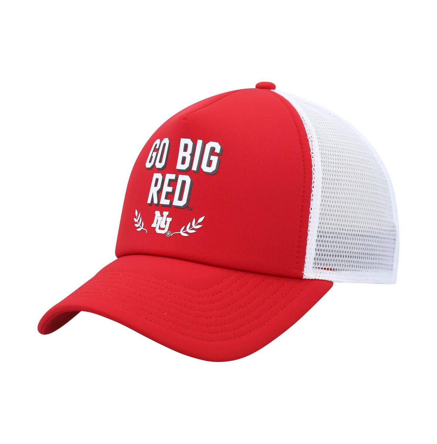 Мужская кепка adidas Scarlet Nebraska Huskers Phrase Foam Front Trucker Adjustable Hat — фото 1
