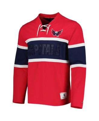 Men's Red Washington Capitals Walter Lace-Up Long Sleeve Top