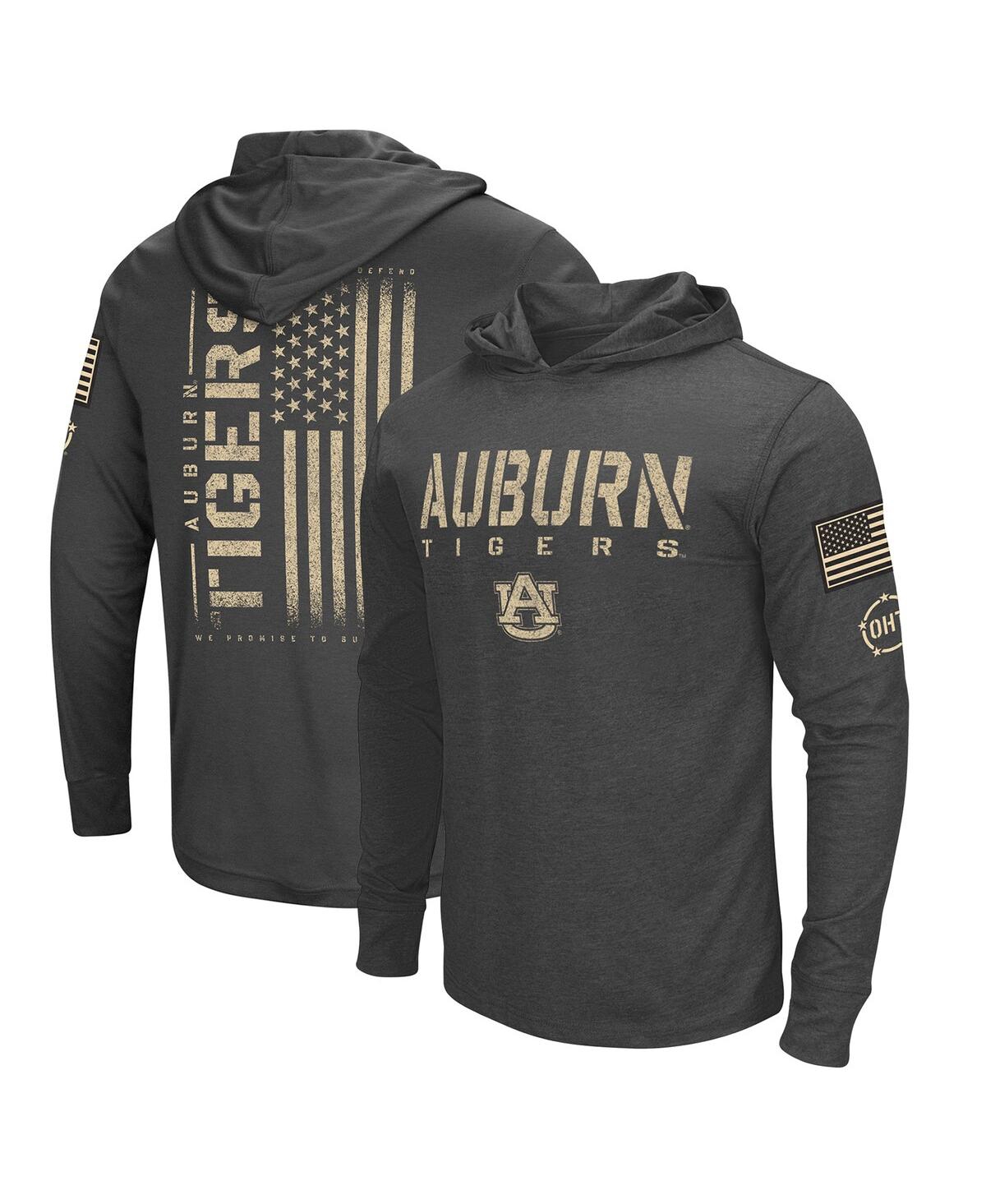 Men's Colosseum Charcoal Distressed Auburn Tigers Team Oht Military-Inspired Appreciation Hoodie Long Sleeve T-shirt - Charcoal